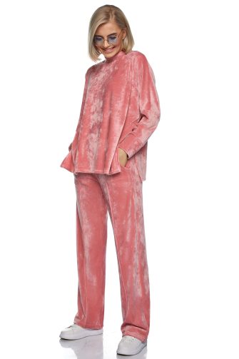 Βελουτέ Casual Φόρμα Βόλτας Vintage Ροζ