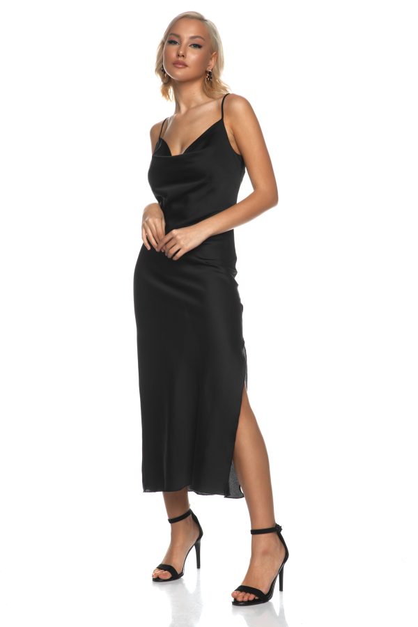 Μακρύ Μαύρο Στυλ Lingerie Φόρεμα