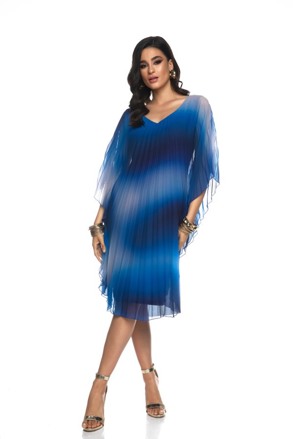 Μίντι Μπατίκ BlueShades Πλισσέ Φόρεμα