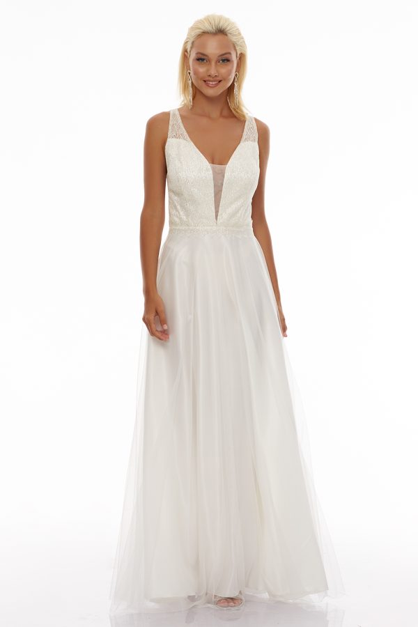 Αμπιγιέ Glam Λευκό Φόρεμα