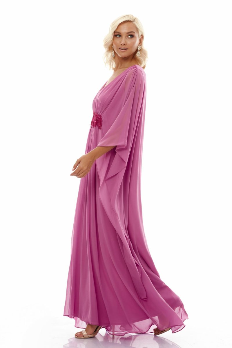 Χυτό Ροζ Φόρεμα Με Κίνηση