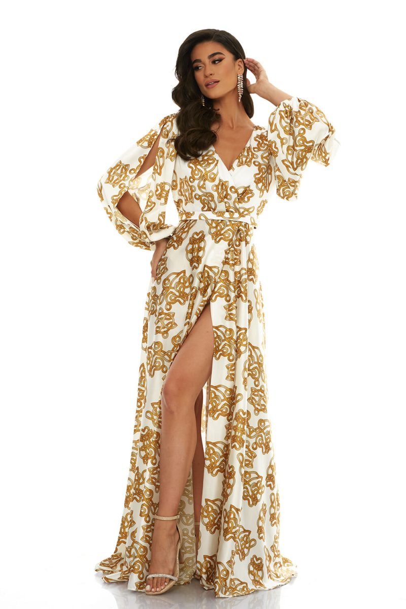Σατέν Baroque Φόρεμα Με Glam Ζώνη