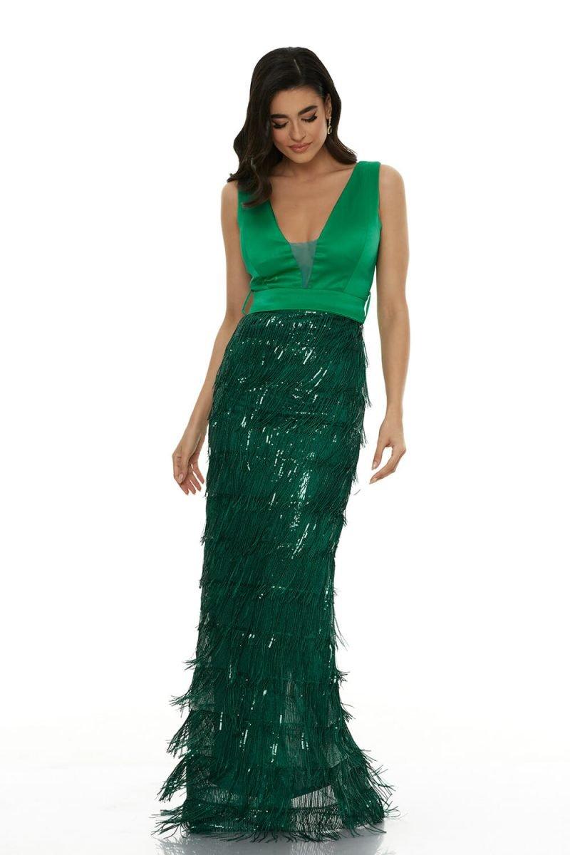 sachin and babi light blue dress Jovani 38847 Sequin V-neckline Sleeveless Fringe Dress