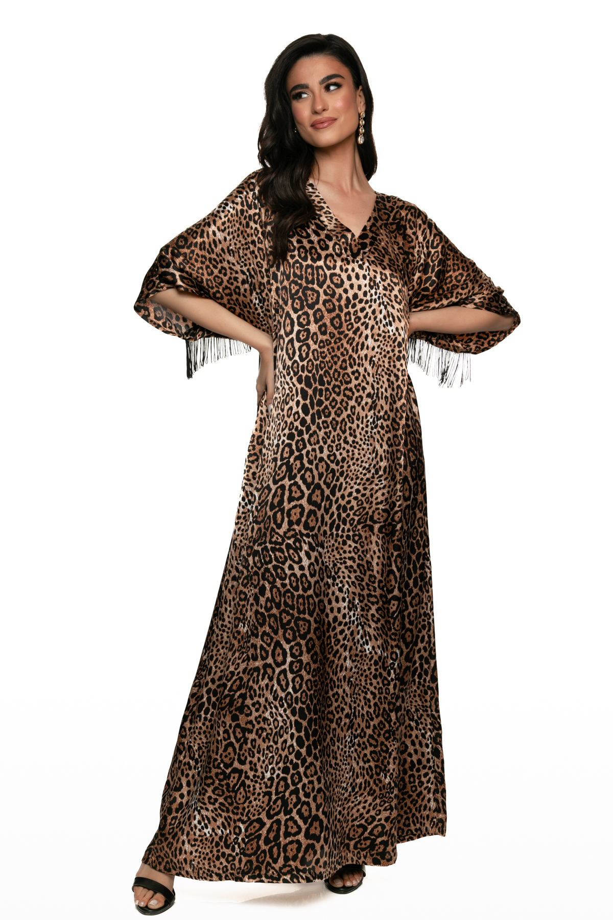 Σατέν Leopard Φόρεμα