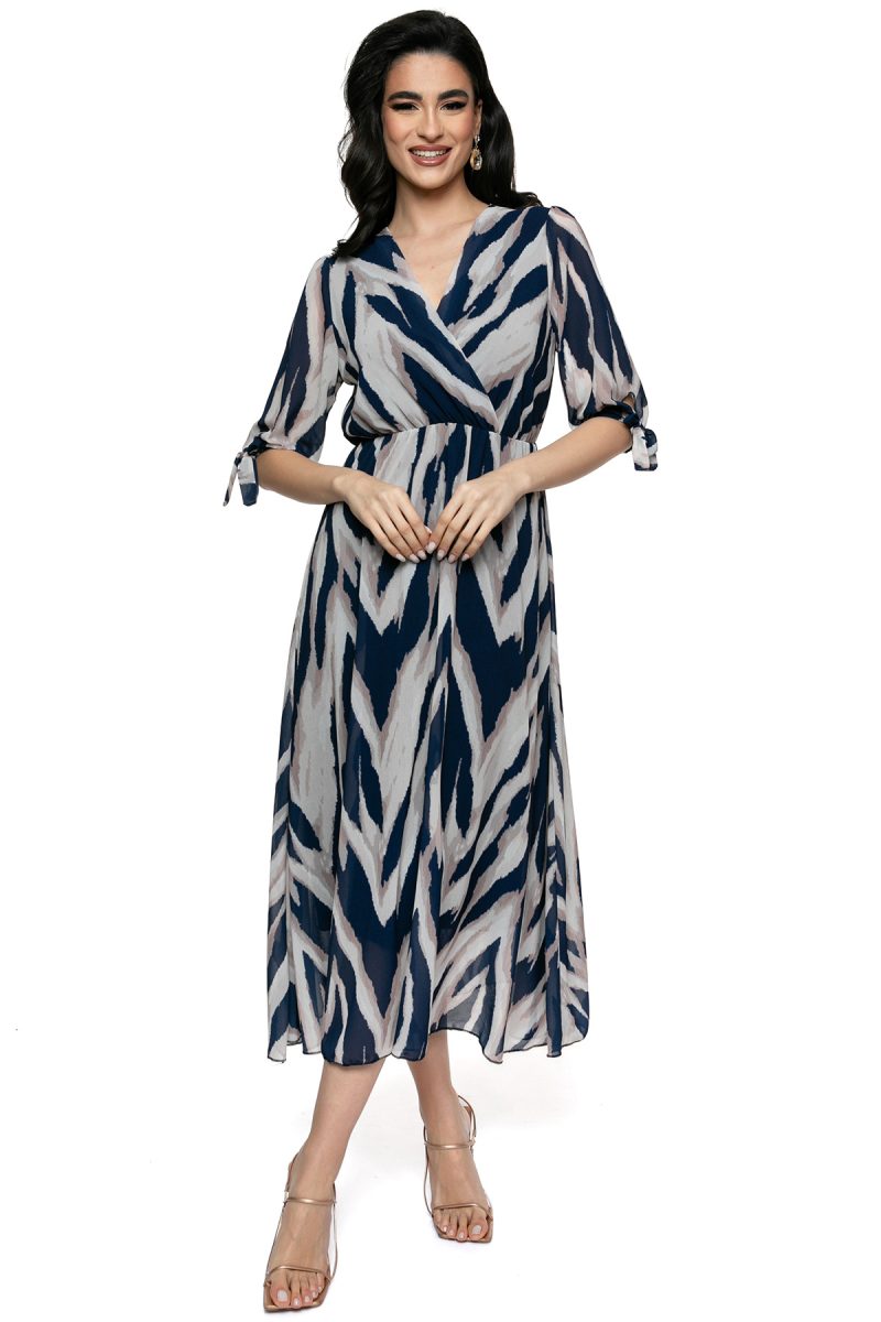 Oversized Μίντι Φόρεμα με Βολάν και Σύνδεσμο στο Μανίκι - Εκλεπτυσμένο Χακί