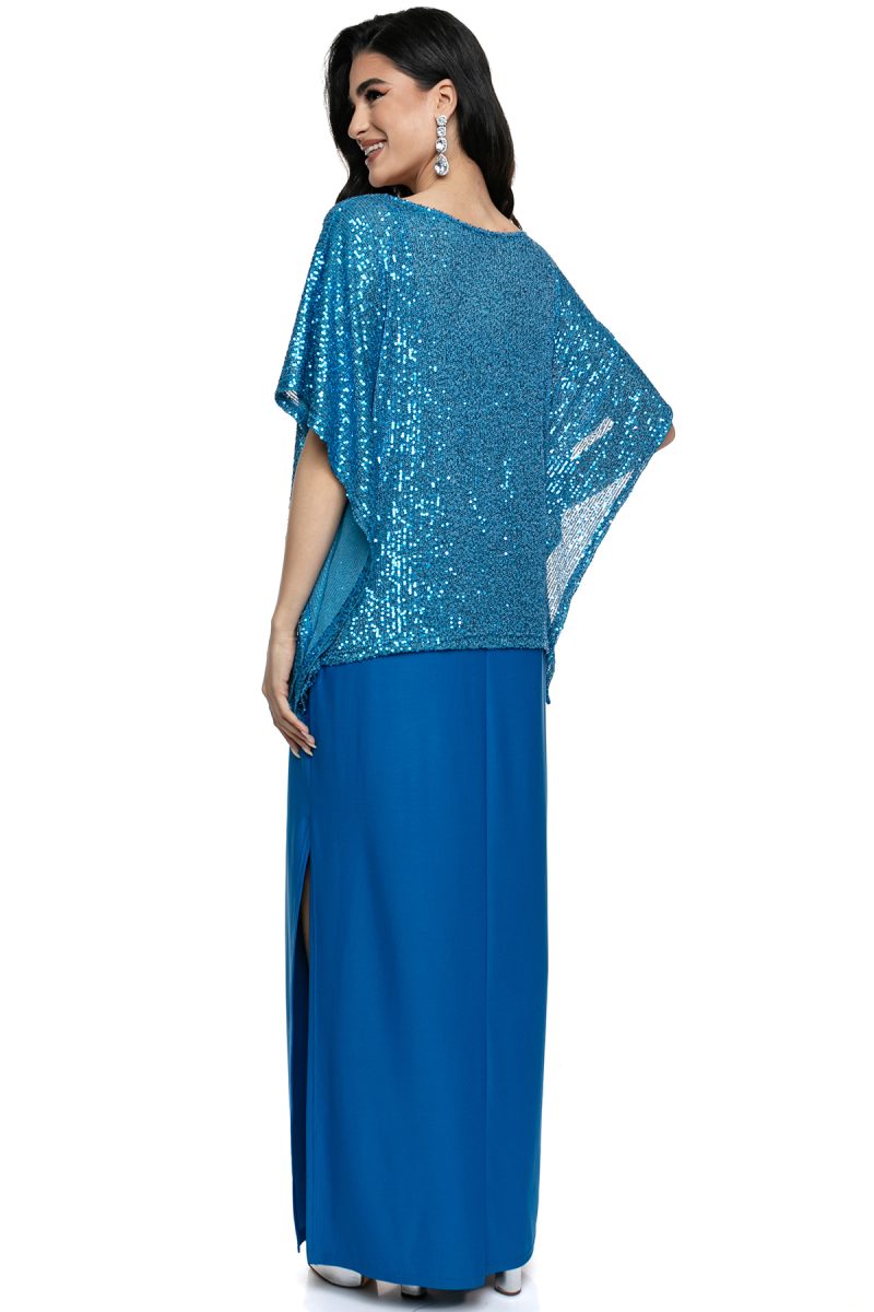 Plus Size Τουνίκ  φορεμα με Φαρδιά Μανίκια και Λαμπερές Παγιέτες - Κομψή και Πολυτελής Εμφάνιση