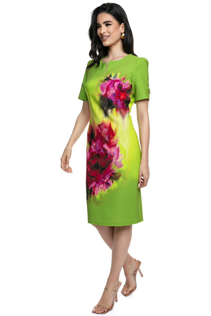 Φλοράλ Φόρεμα Μίντι Καταπράσινο: Εντυπωσιακό Σχέδιο για Άνοιξη και Καλοκαίρι