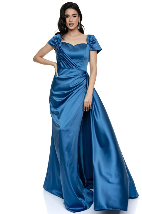 Φόρεμα Κορσέ Πολυτελείας σε ρουα  Χρώμα με Υφή Σατέν