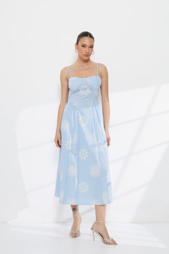 Midi Dress with Straps and Embroidered | Rich Girl Boudoir