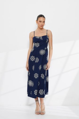 Midi Dress with Straps and Embroidered | Rich Girl Boudoir