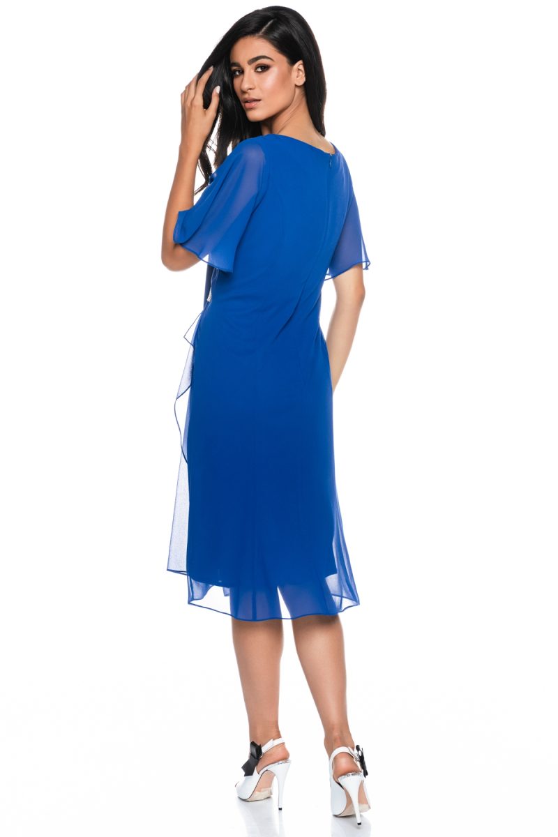 Midi Φόρεμα Κοντομάνικο Με Layer & Στραςς